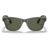 Ray-Ban - RW4002 6563M3 50-22 - Ray-Ban Stories Wayfarer - Olive Green - G-15 Clear Green Lenses - Sunglass - Ray-Ban Eyewear