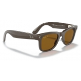 Ray-Ban - RW4002 656083 50-22 - Ray-Ban Stories Wayfarer - Shiny Brown - Brown Classic B-15 Lenses - Sunglass - Ray-Ban Eyewear