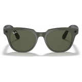 Ray-Ban - RW4005 6563M3 51-20 - Ray-Ban Stories Meteor - Olive Green - G-15 Clear Green Lenses - Sunglass - Ray-Ban Eyewear