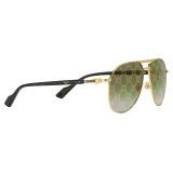 Gucci - Aviator Frame Sunglasses - Yellow Gold Gradient Green - Gucci Eyewear