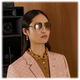 Gucci - Aviator Frame Sunglasses - Yellow Gold Gradient Green - Gucci Eyewear