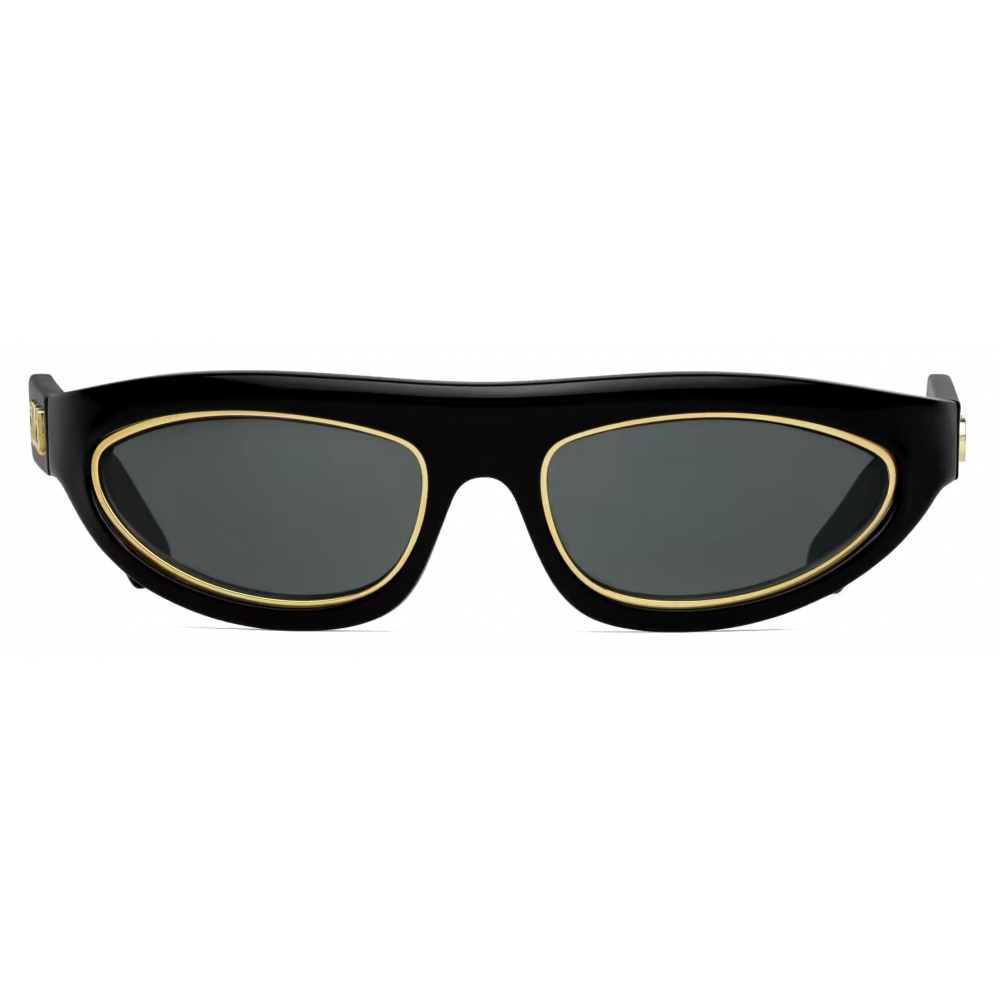 Gucci - Mask with Gold Metal Rim - Black Gold Grey - Gucci Eyewear - Avvenice
