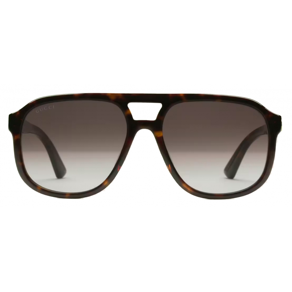 Gucci - Rectangular Sunglasses with GG - Tortoiseshell - Gucci