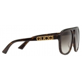 Gucci - Navigator-Frame Sunglasses - Dark Tortoiseshell Brown - Gucci Eyewear