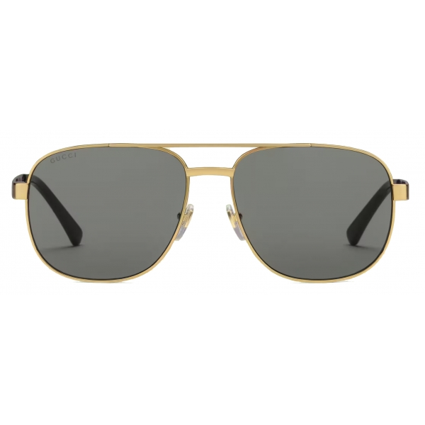 Gucci - Navigator-Frame Sunglasses - Gold Dark Grey - Gucci Eyewear