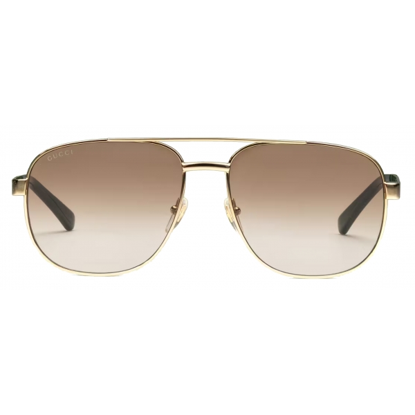 Gucci - Navigator-Frame Sunglasses - Gold Gradient Brown - Gucci Eyewear