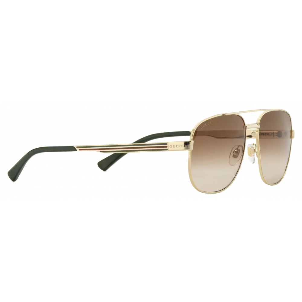 Gucci Navigator Frame Sunglasses Gold Gradient Brown Gucci Eyewear Avvenice