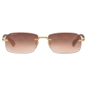 Gucci - Occhiale da Sole Rettangolare - Giallo Oro Grigio - Gucci Eyewear