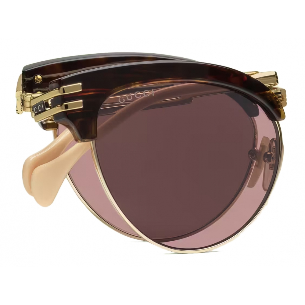 Gucci - Cat Eye Foldable Sunglasses - Tortoiseshell Violet Brown - Gucci  Eyewear - Avvenice