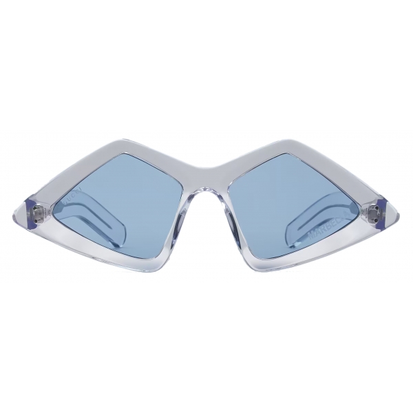 Gucci - Diamond-Frame 'Marbella' Sunglasses - Transparent Blue - Gucci Eyewear