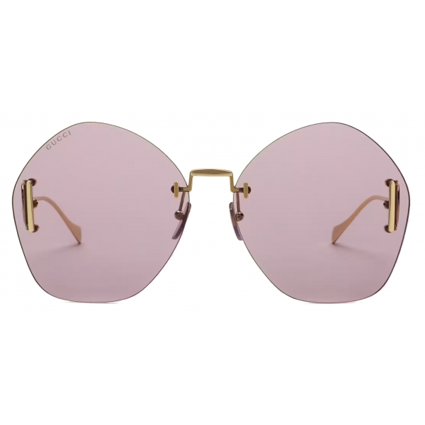 Gucci - Geometric Frame Sunglasses - Gold Lilac - Gucci Eyewear