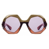 Gucci - Occhiale da Sole con Montatura Geometrica - Marrone Rosso Viola - Gucci Eyewear