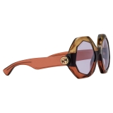 Gucci - Occhiale da Sole con Montatura Geometrica - Marrone Rosso Viola - Gucci Eyewear
