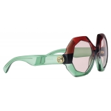 Gucci - Geometric Frame Sunglasses - Red Green - Gucci Eyewear