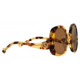 Gucci - Oval Frame Sunglasses - Tortoiseshell Brown - Gucci Eyewear