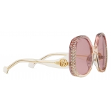 Gucci - Oval Frame Sunglasses - Grey Pink Yellow - Gucci Eyewear