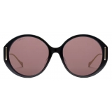 Gucci - Round Frame Sunglasses - Black Violet Brown - Gucci Eyewear