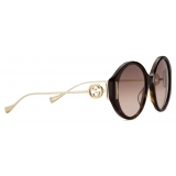 Gucci - Occhiale da Sole Rotondi - Tartaruga Marrone - Gucci Eyewear