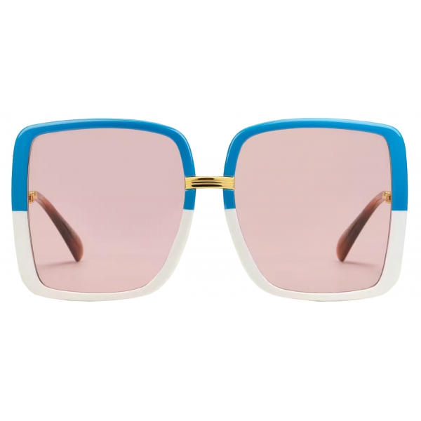Gucci - Occhiale da Sole con Ponte Basso Gucci Lovelight - Blu Bianco Rosa - Gucci Eyewear