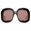 Gucci - Oversize Square-Frame Sunglasses - Black Ivory Grey - Gucci Eyewear