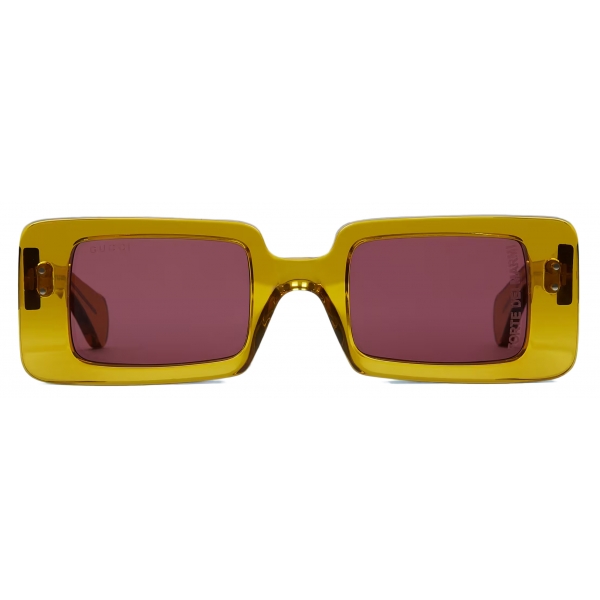 Gucci - Rectangular-Frame 'Forte dei Marmi' Sunglasses - Dark Yellow Burgundy - Gucci Eyewear
