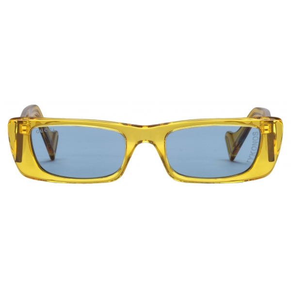 Gucci - Rectangular-Frame 'Mykonos' Sunglasses - Mustard Yellow Blue - Gucci Eyewear