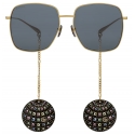 Gucci - Occhiale da Sole Quadrati con Ciondoli Sfera Stroboscopica - Oro Grigio - Gucci Eyewear