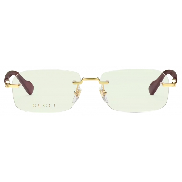 Gucci - Rectangular Frame Optical Glasses - Gold Burgundy - Gucci Eyewear