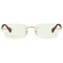 Gucci - Rectangular Frame Optical Glasses - Gold Burgundy - Gucci Eyewear