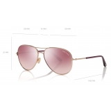 Tom Ford - Clark Sunglasses - Occhiali da Sole Aviatore - Rosa Oro Rosa - FT0823 - Occhiali da Sole - Tom Ford Eyewear