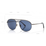 Tom Ford - Gio Sunglasses - Occhiali da Sole Pilota - Rutenio Opaco Blu - FT0772 - Occhiali da Sole - Tom Ford Eyewear