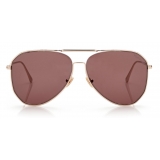 Tom Ford - Charles Sunglasses - Occhiali da Sole Pilota - Oro Rosa Marrone - FT0853 - Occhiali da Sole - Tom Ford Eyewear