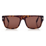 Tom Ford - Dunning Sunglasses - Occhiali da Sole Rettangolare - Havana Scuro - FT0907 - Occhiali da Sole - Tom Ford Eyewear