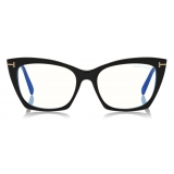 Tom Ford - Cat Eye Blue Block Optical Glasses - Black - FT5709-B - Optical Glasses - Tom Ford Eyewear