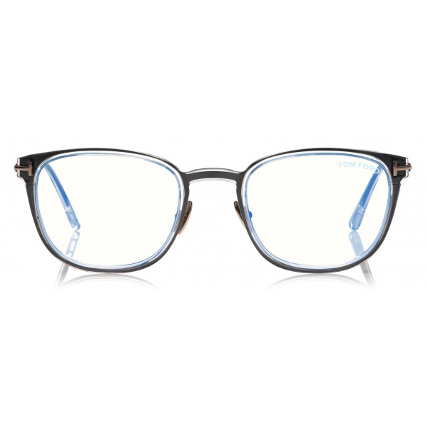 Tom Ford - Slim Rectangular Blue Block Optical Glasses - Black - FT5694 ...