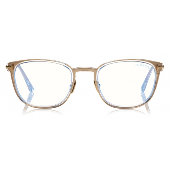 Tom Ford - Slim Rectangular Blue Block Optical Glasses - Gold - FT5694-B - Optical Glasses - Tom Ford Eyewear