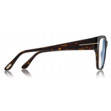 Tom Ford - Square Shape Blue Block Optical Glasses - Dark Havana - FT5745-B - Optical Glasses - Tom Ford Eyewear