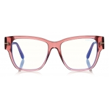 Tom Ford - Square Shape Blue Block Optical Glasses - Pink Ice White - FT5745-B - Optical Glasses - Tom Ford Eyewear