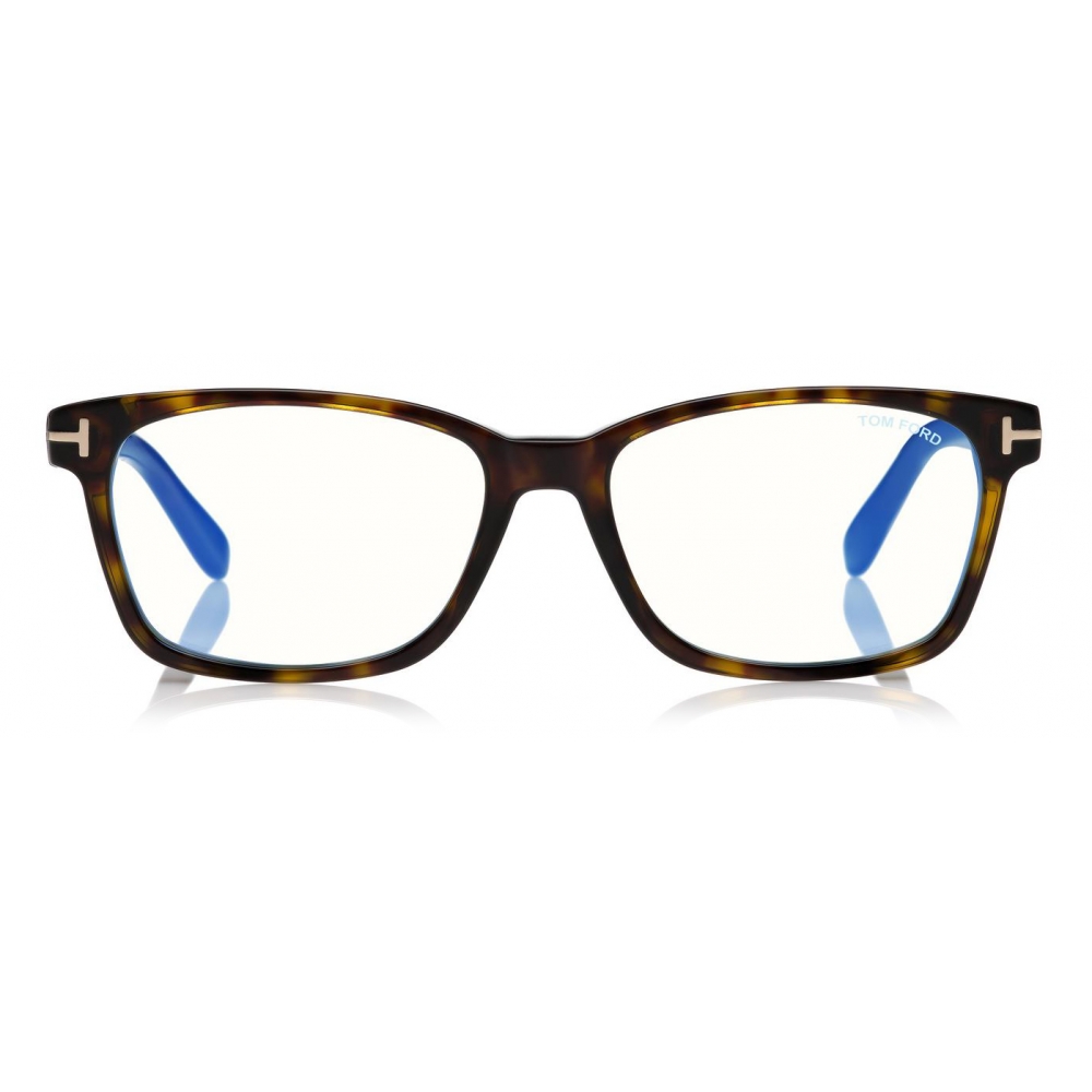 Tom Ford - Blue Block Rectangular Optical Glasses - Dark Havana - FT5713-B  - Optical Glasses - Tom Ford Eyewear - Avvenice