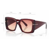 Tom Ford - Jacquetta - Occhiali da Sole Squadrati - Bordeaux Lucido - FT0921 - Occhiali da Sole - Tom Ford Eyewear