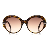 Tom Ford - Ginger Occhiali da Sole Rotondi - Havana Scuro - FT0873 - Occhiali da Sole - Tom Ford Eyewear