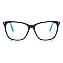 Tom Ford - Soft Cat Eye Shape Blue Block - Cat Eye Optical Glasses - Black - FT5762-B - Optical Glasses - Tom Ford Eyewear