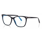 Tom Ford - Soft Cat Eye Shape Blue Block - Cat Eye Optical Glasses - Black - FT5762-B - Optical Glasses - Tom Ford Eyewear