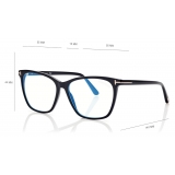 Tom Ford - Soft Cat Eye Shape Blue Block - Cat Eye Optical Glasses - Black - FT5762-B - Optical Glasses - Tom Ford Eyewear