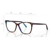 Tom Ford - Soft Cat Eye Shape Blue Block - Cat Eye Optical Glasses - Dark Havana - FT5762-B - Optical Glasses - Tom Ford Eyewear