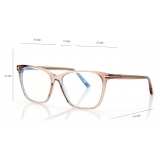 Tom Ford - Soft Cat Eye Shape Blue Block Optical Glasses - Opal Honey - FT5762-B - Optical Glasses - Tom Ford Eyewear