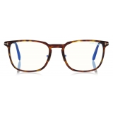 Tom Ford - Classic Rectangular Blue Block Optical Glasses - Dark Havana - FT5699-B - Optical Glasses - Tom Ford Eyewear