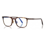 Tom Ford - Classic Rectangular Blue Block Optical Glasses - Dark Havana - FT5699-B - Optical Glasses - Tom Ford Eyewear