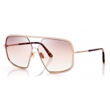 Tom Ford - Occhiali da Sole Warren Squadrati - Oro Rosa Marrone - FT0867 - Occhiali da Sole - Tom Ford Eyewear