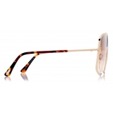 Tom Ford - Occhiali da Sole Warren Squadrati - Oro Rosa Marrone - FT0867 - Occhiali da Sole - Tom Ford Eyewear